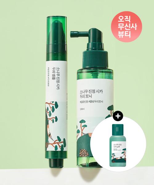 Roundlab [Pine Tree Cleanser 20ml Free] Pine Tree Soothing Cica Shampoo 400ml + Scalp Tonic 100ml