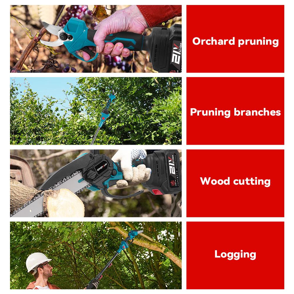 8inch Brushless Electric Telescoping Pole Saw Scissors 3IN1 5500W High Branch Chainsaw Garden Pruner Tool For 21V 18V Battery
