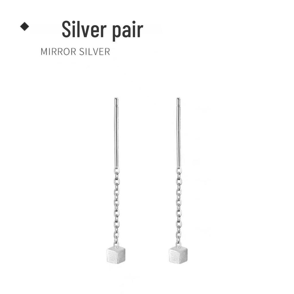 Sterling Silver Square Stud Earrings for Women, Simple Cool Style, Sleep-Friendly, Trendy Design.