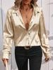 2026 cross-border Europe, America and Amazon foreign trade hot sale new lapel solid color long-sleeved single-breasted shirt top women's clothing