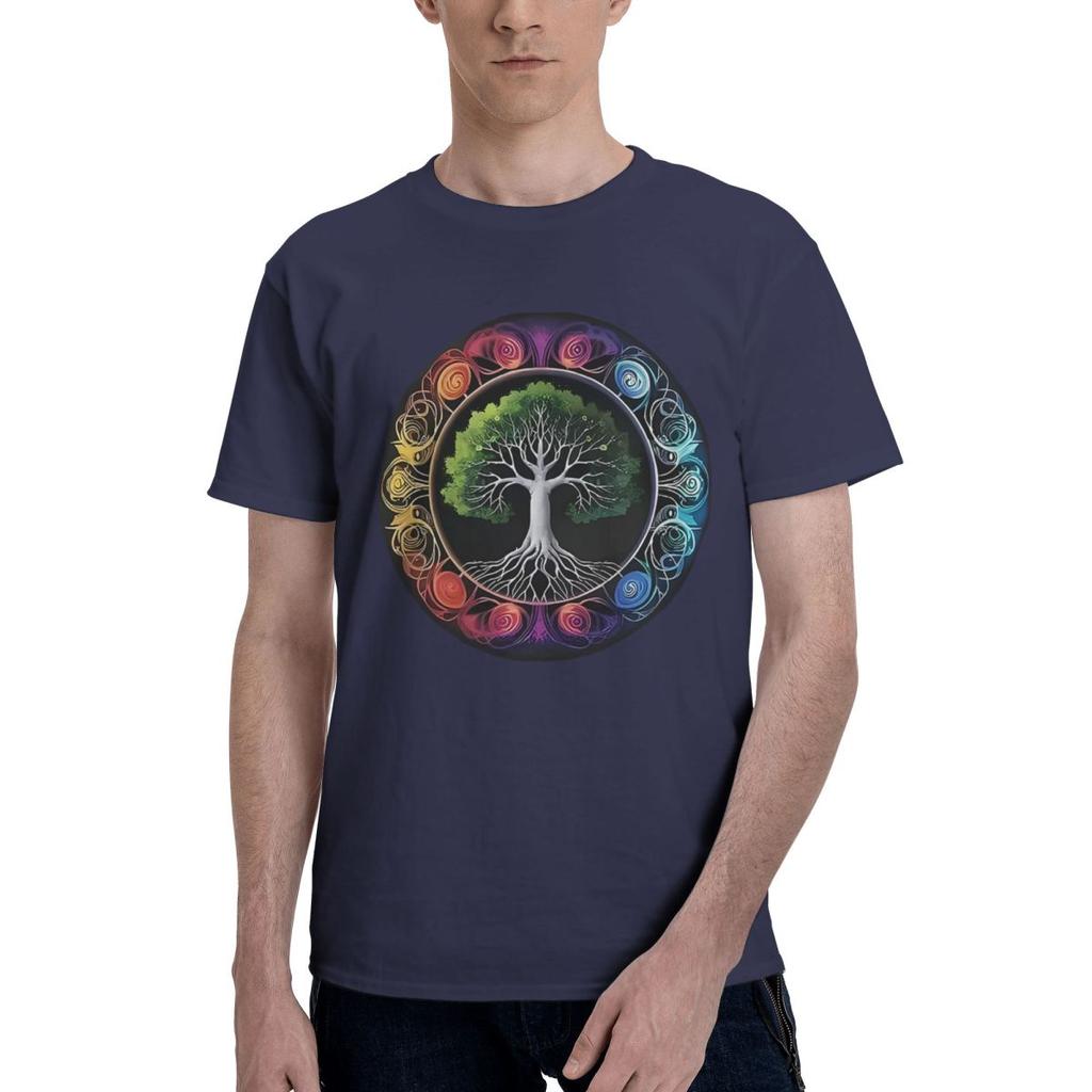 Colorful Tree Of Life 100 Cotton Casual Breathable Confortable Tshirt Funny Ugus TShirts Mens Wear