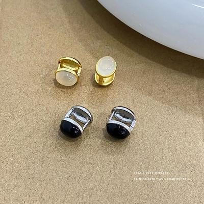 Simple Oval Agate Earrings High-end  Versatile Designed Earrings