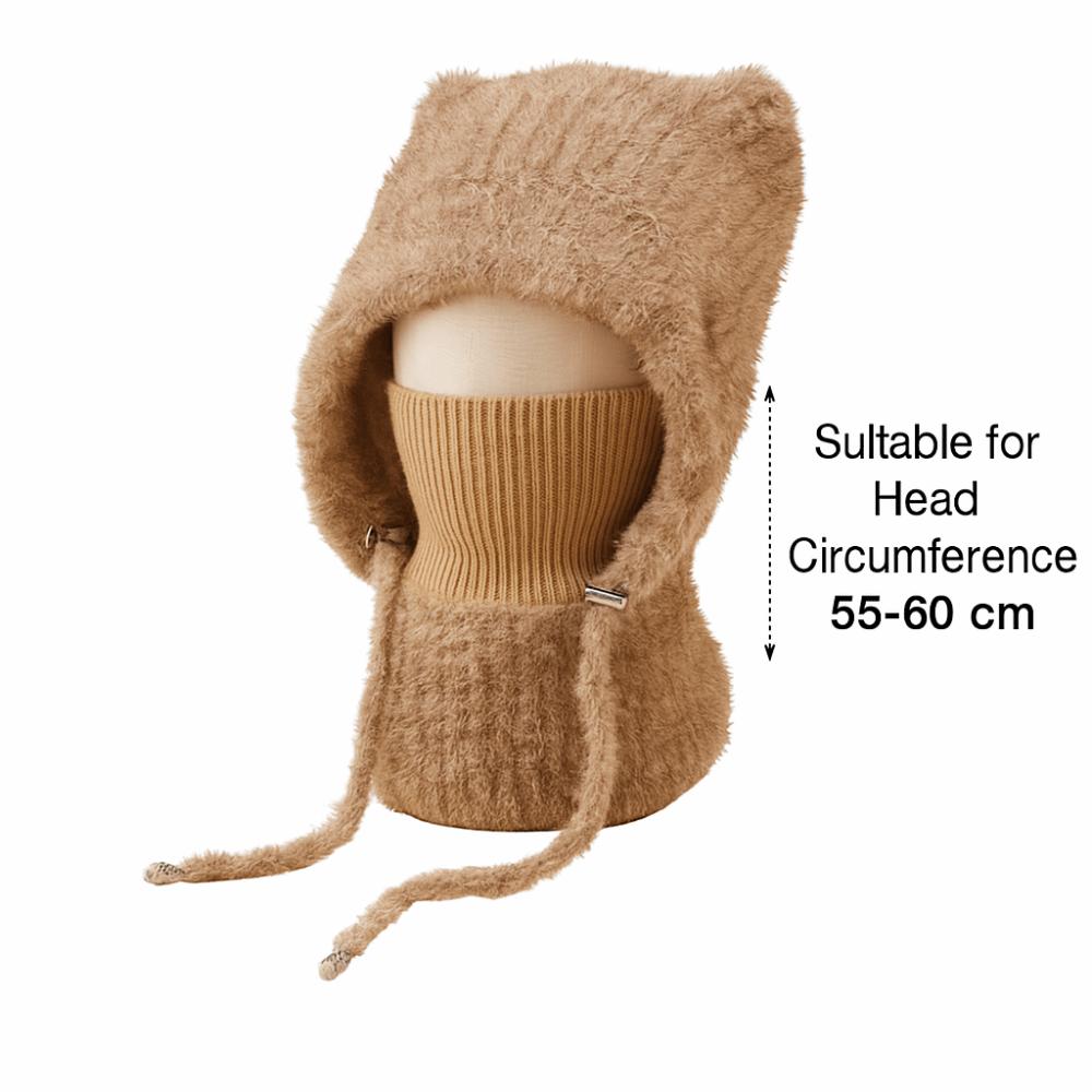 

Korean Style Woolen Hat Warm Knitted Hat Cute Balaclava Hat for Women хакі