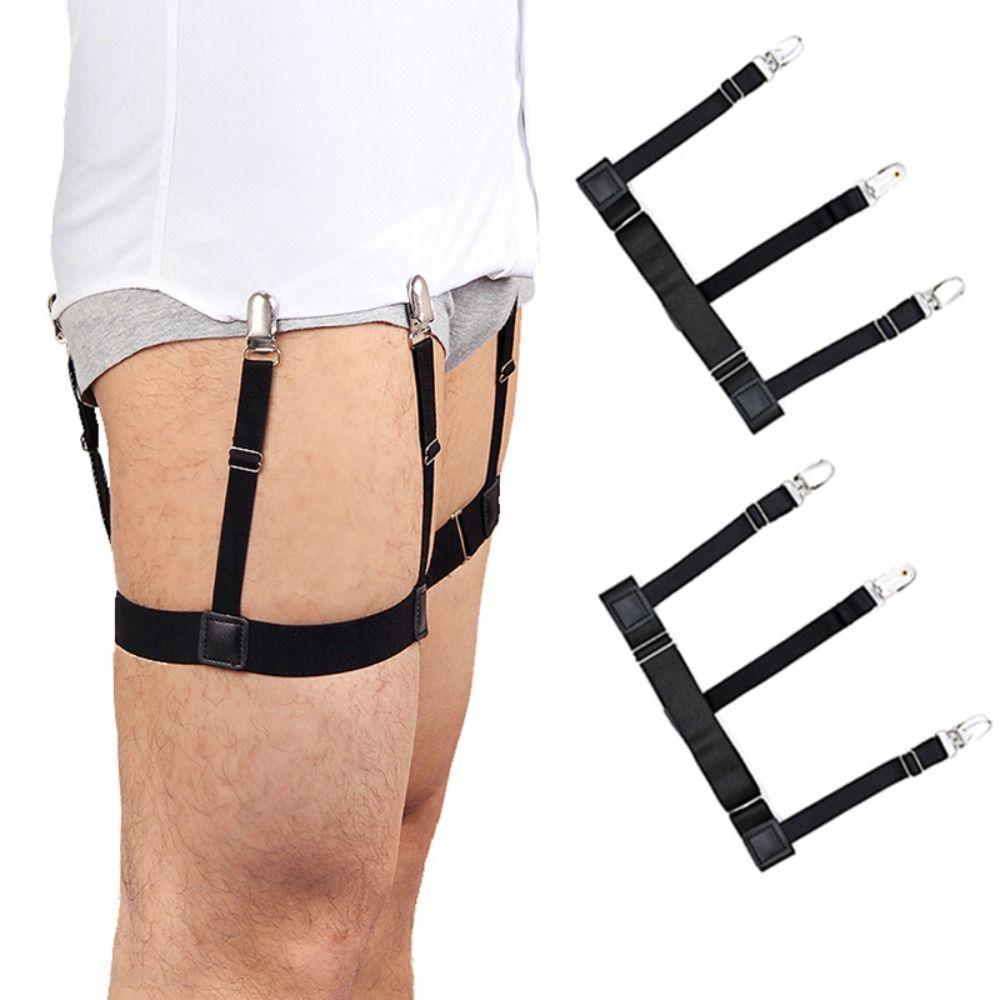 1 Pair Adjustable Socks Fastener Clip Three Clip Thigh Suspender Garter Leg Braces Loops  Men Women