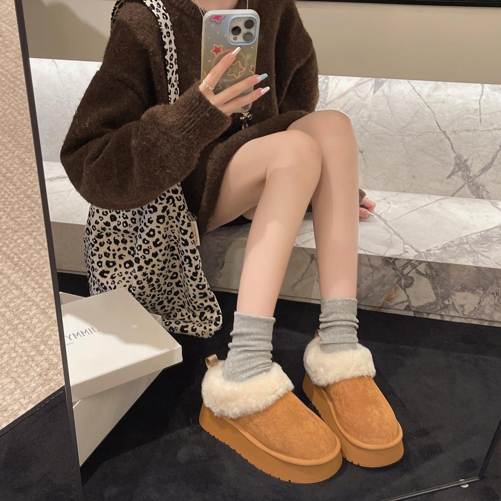 Snow boots women's shoes autumn and winter versatile casual warm fleece non-slip snow cotton shoes fluffy shoes women