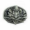Western Cowboy Skull Black Large Zinc Alloy Retro Oval Belt Buckle