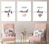 Nordic Pink Woman Red Lip Nails Polish Quotes MakeUp Posters Canvas Painting Wall Art Pictures For Beauty Salon Room Decor