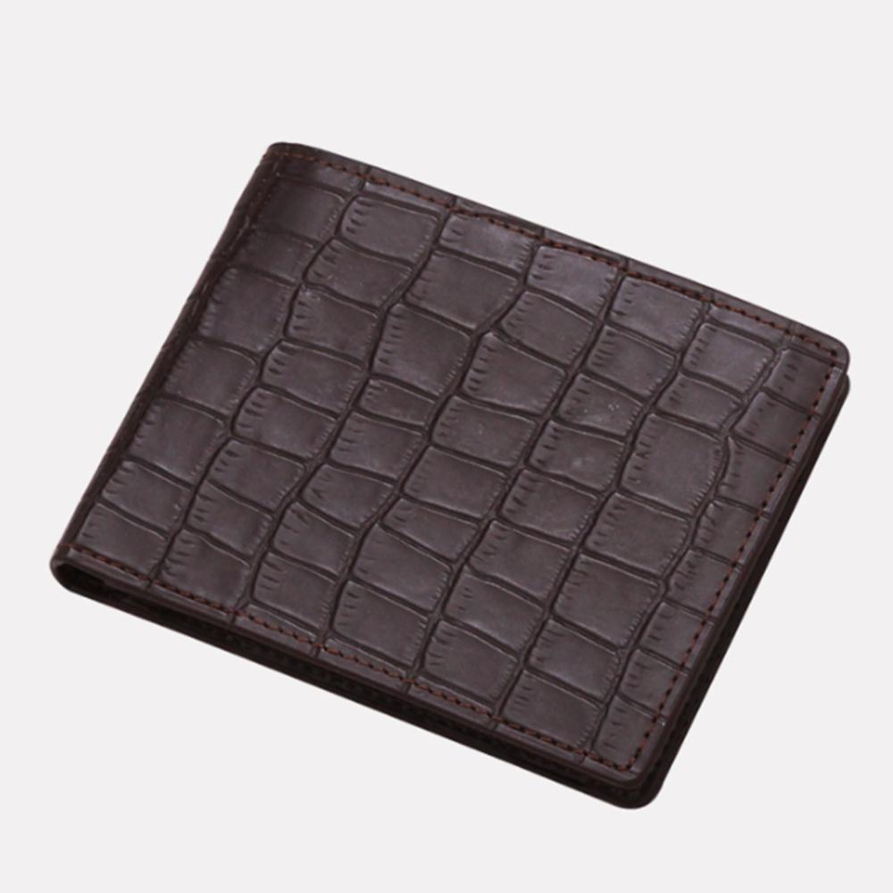 Matt Crocodile Cowhide Men'S Combination Wallet Dark Brown