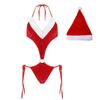 Christmas Lingerie for Women Halter Holiday Lingerie Christmas Costumes Santa Teddies Babydoll Chemise Velvet Sleepwear