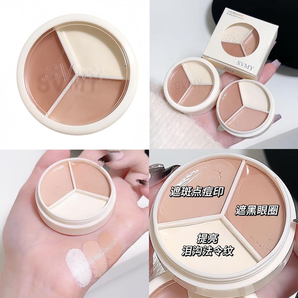 Three-color Clear And Transparent Concealer, Foundation With Blurring And Contouring Properties, Covers Freckles, Blemishes,