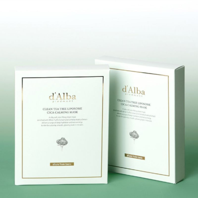 d’Alba Clean Tea Tree Liposome Cica Calming Mask Pack 5pcs – Soothing Sheet Mask for Sensitive Skin & Redness Relief Care