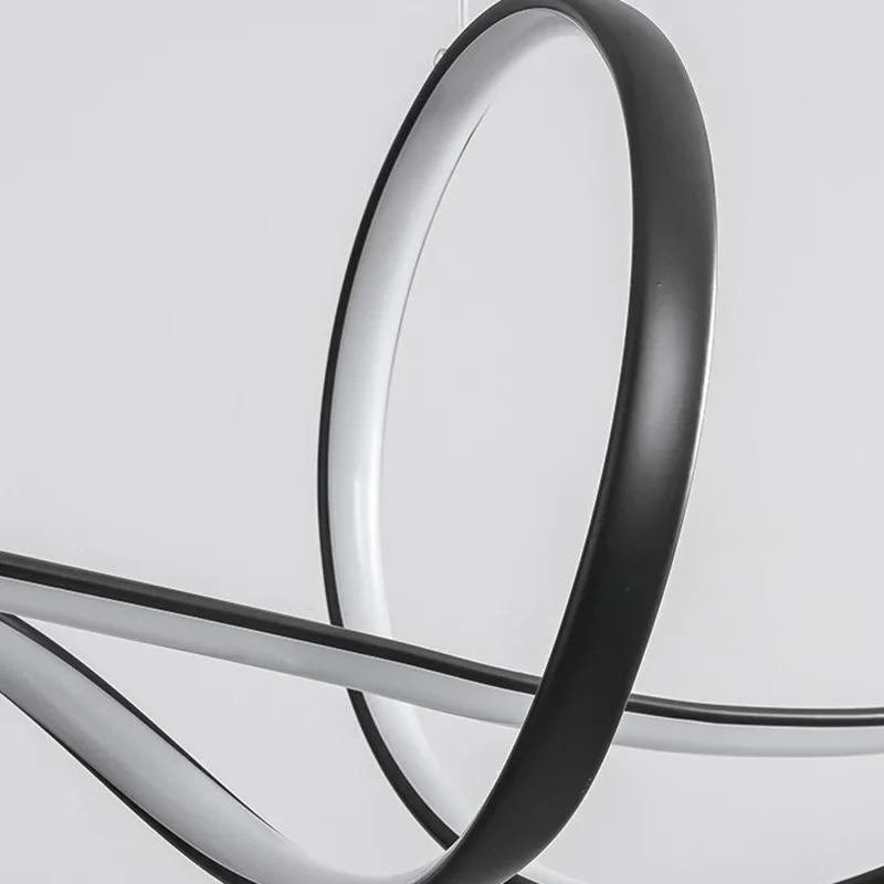 Nordic LED Pendant Lamp for Living Dining Room Home Decor Aluminum Hanging Chandeliers Lighting Black AC 110V 220V Suspension