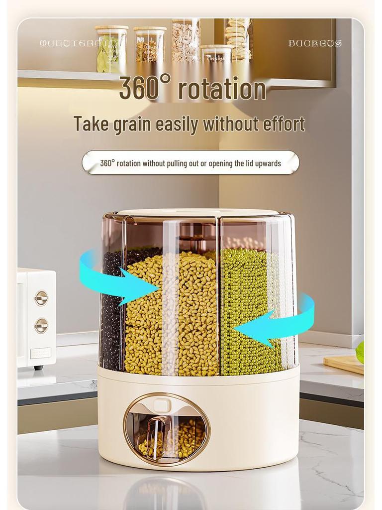 Rotating Rice Storage Container with Insect and Moisture Protection