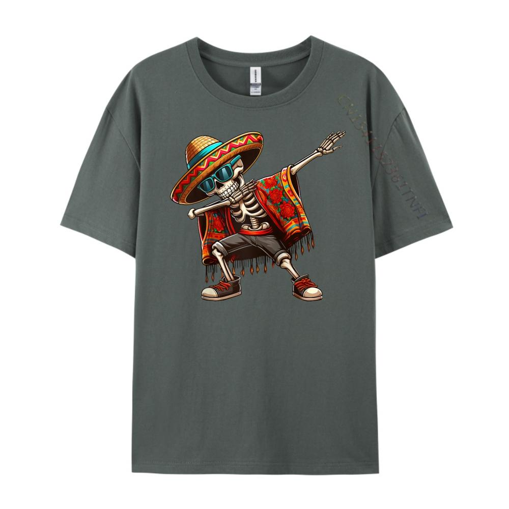Dabbing Skeleton Sombrero Poncho Cinco De Mayo Mexican Raglan New T Shirt Mens TShirts