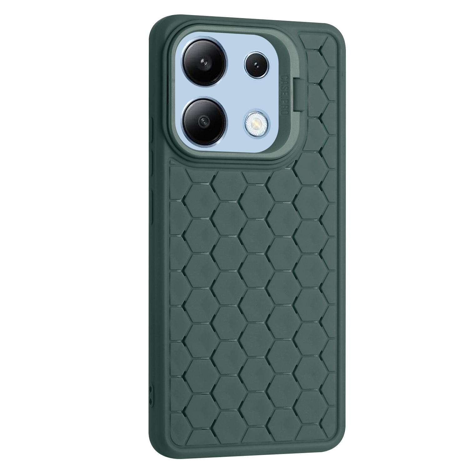 

For Xiaomi Redmi Note 13 4G Case Kickstand TPU Phone Cover Heat Dissipation Breathable Army Green