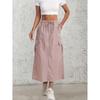 Women's Retro High Waist A-line Skirt, Slimming, Mid-length with Slit - Spring/Autumn 2025