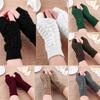 Women‘s Knitted Fingerless Gloves Winter Warm Stretchy Arm Warmers Soft Cute Gloves for Phone Texting Driving Outdoor