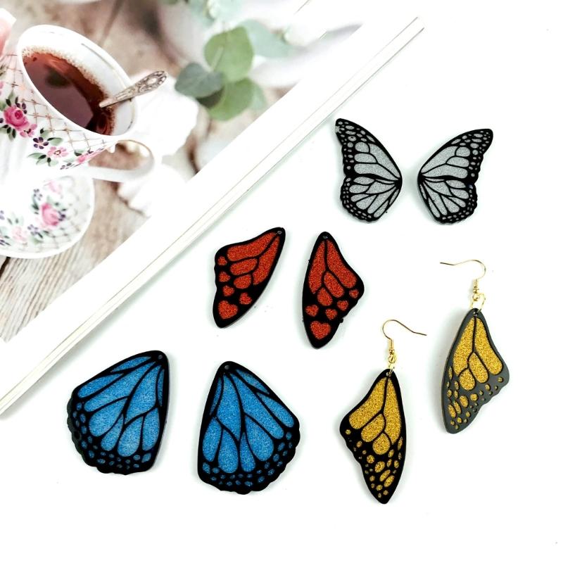 Resin Jewelry Molds Earring Silicone Molds Butterfly-Wing Epoxy Resin Casting Molds with Hole for DIY Pendant,Keychains