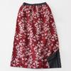 Women Vintage Jacquard Red Skirts Elastic Waist Spring Chinese Style High Quality Female A-Line Skirts