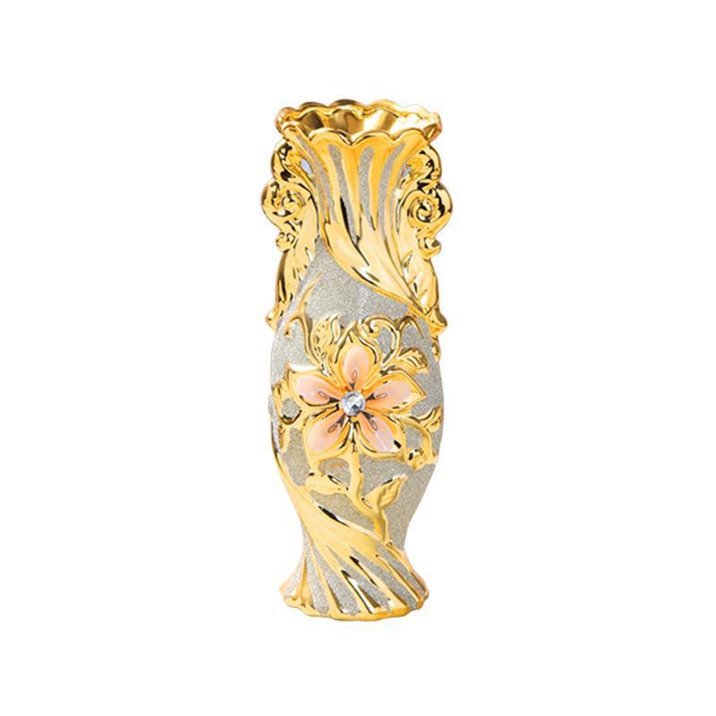 Ornement de Vase en Céramique Européen, Cadeau de Mariage Doré, Décoration de Salon, Ameublement Doux pour la Maison KTY
