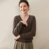 Women's 100% Cashmere V-Neck Cardigan – Autumn Fashion Knit Sweater Coat