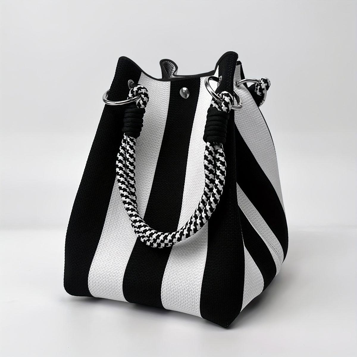 Ladies Luxury Bags Csw003 Women's This Multi-Color Knitted Retro Bucket Handbag Is Simple And Color-Blocked, Versatile And Easy To Carry With You