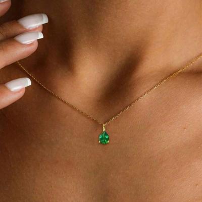 Collares de Acero Inoxidable con Piedra de Nacimiento en Forma de Lágrima Para Mujer Color Oro Collar Minimalista de Joyería de Cumpleaños con Gota de Agua