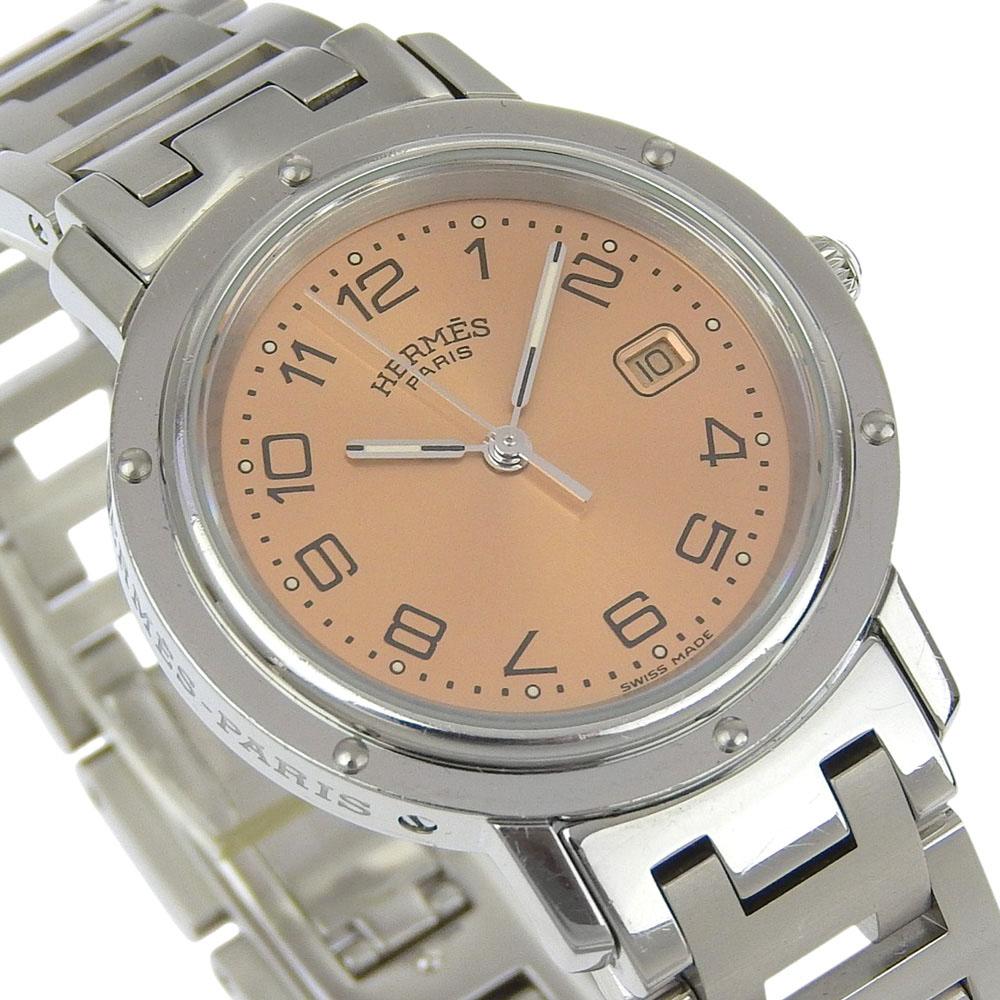 Hermes Clipper Watches CL4.410 pinkDial Stainless Steel Quartz Analog Display Boys Used