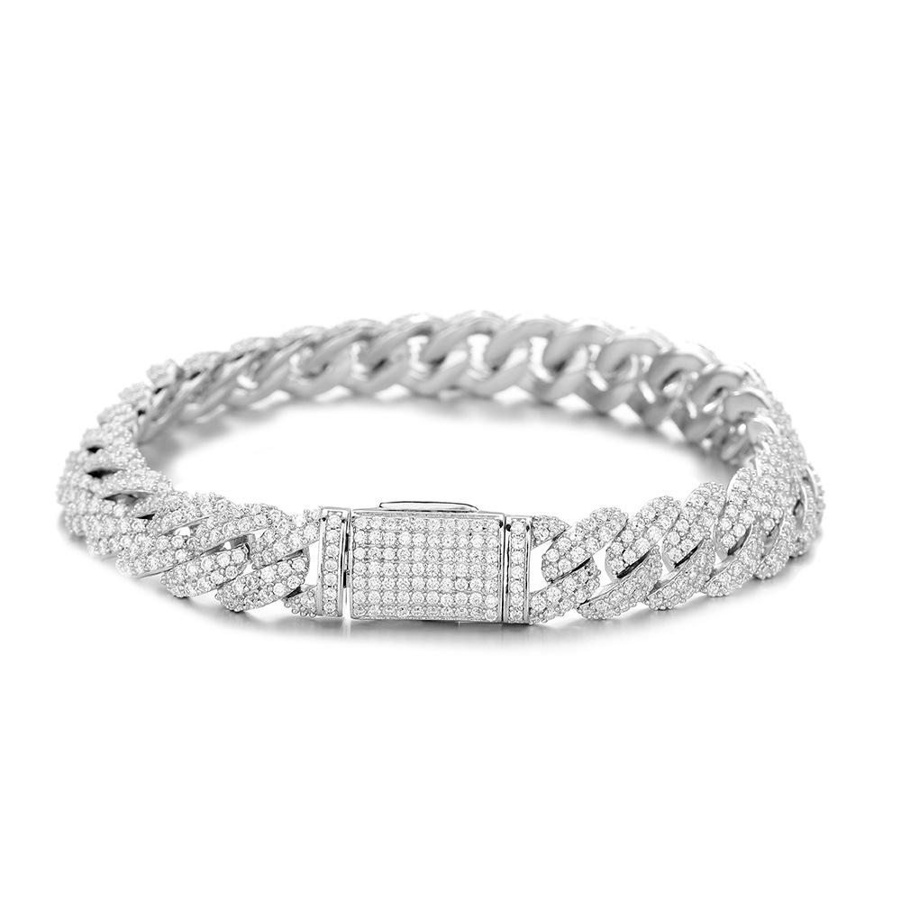 1111 Autumn New S111 Silver Moissanite Necklace Bracelet Bubble Cuban Chain Personalized Trendy Brand Spot Jewelry