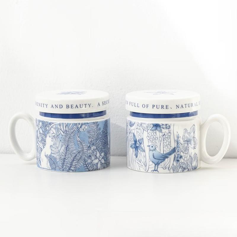 OLOEY Blue and White Hand-Painted Ceramic Mug