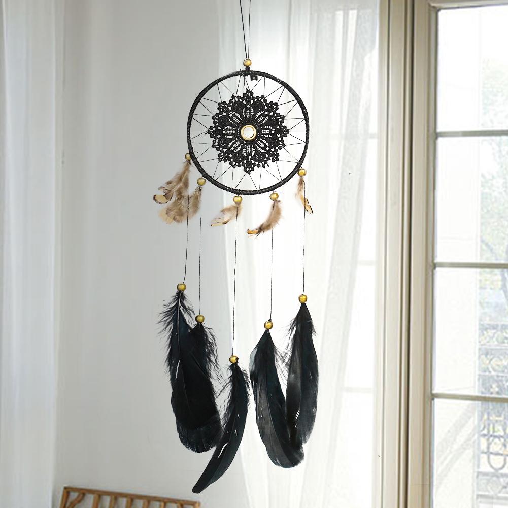

Nordic Black Feather Dream Catcher Wall Hanging Кружево Бисерное Искусство Украшение Автомобиля Ловец Снов Подарок Девочки Детская Комната Декор Эстетика