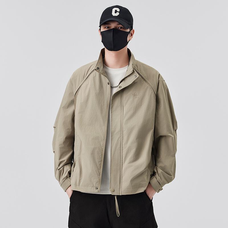 Spring Men'S Trendy Brand Embroidery Splicing Breathable Mesh Stand-Up Collar Jacket Couple With The Same Style Outdoor Versatile Leisure