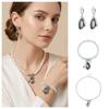 Irregular Rhinestone Necklace Dark Grey Women Jewelry Vintage Earrings Bracelet  Party