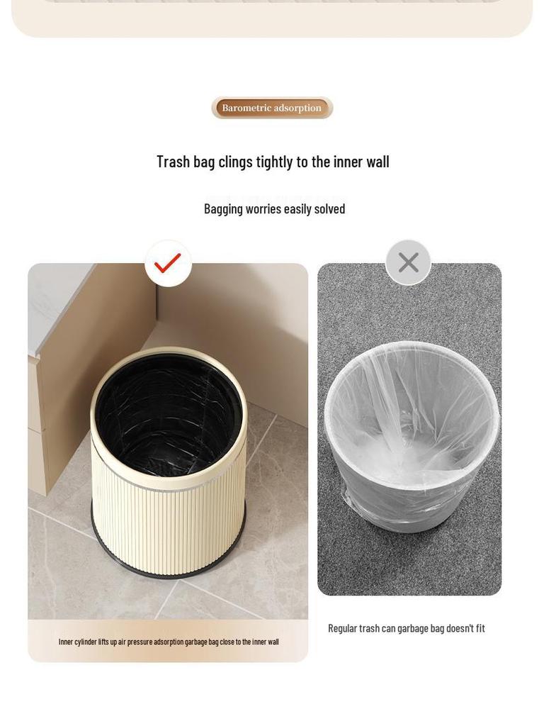 Modern Minimalist Large Capacity Lidless Trash Can for Home