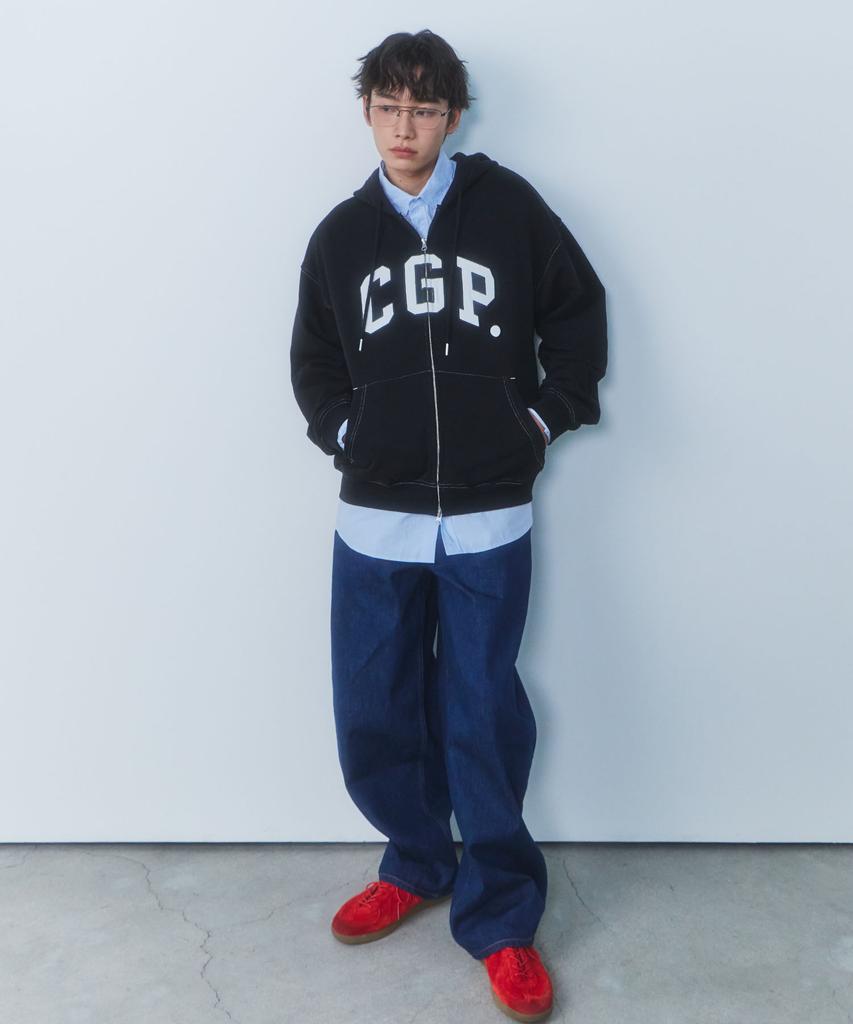 Cgp Arch Logo Zip-Up Hoodie - Black