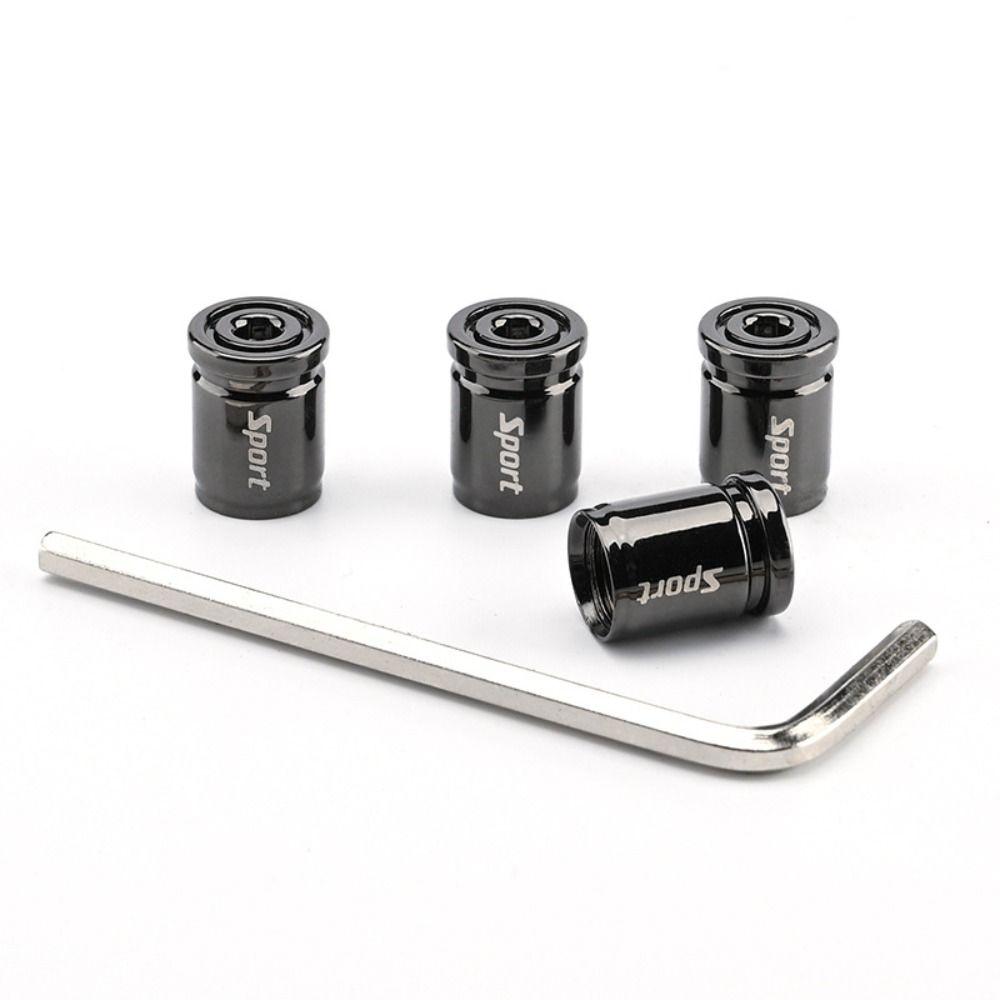 4pc Anti Theft Tire Valve Caps Sport Style Valve Stem Covers Dust Proof Caps for Wheels Decorative Tyre Zinc Alloy Auto Supplies