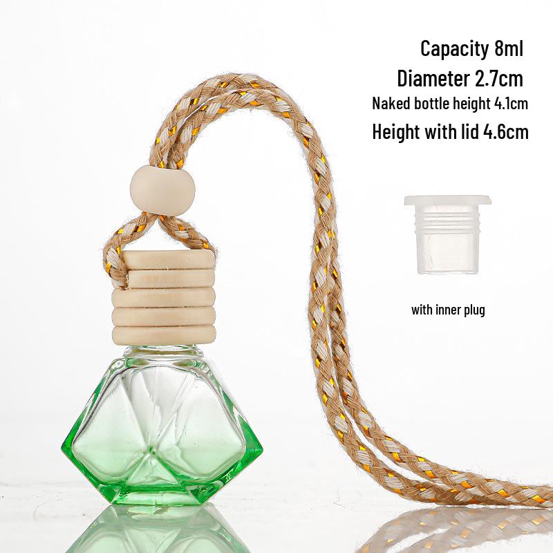 Gradient Car Air Freshener Glass Pendant, Transparent Aroma Diffuser Bottle, Empty for Fragrance 