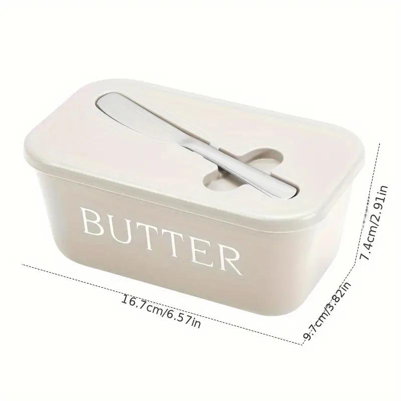 1pcs Multicoloured Butter Box Refrigerator Box with Knife Ceramic Rectangular Butter Dish with Lid Butter Box Storage