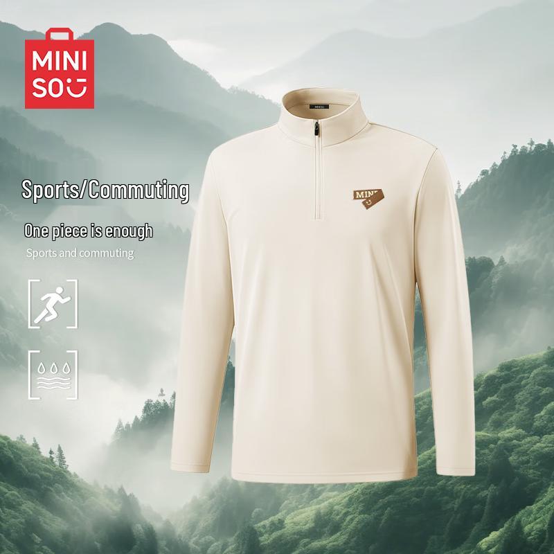 MINISO Men s Quick-Dry Half-Zip Long Sleeve UV Protection T-Shirt M