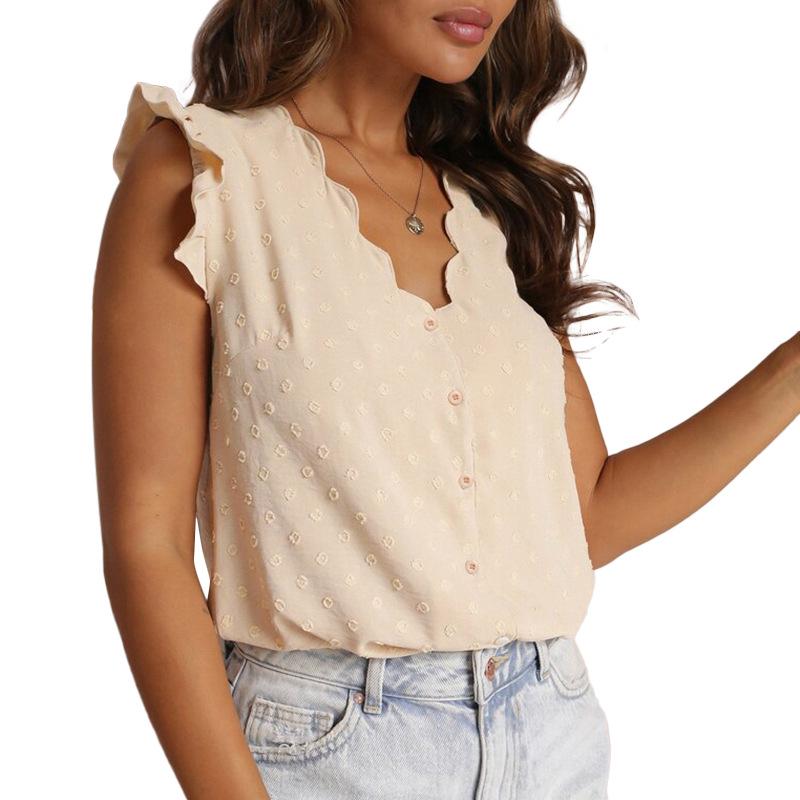 2026 European Summer Women s Casual Puff Sleeve Loose Jacquard Top Extra Large абрикосовый