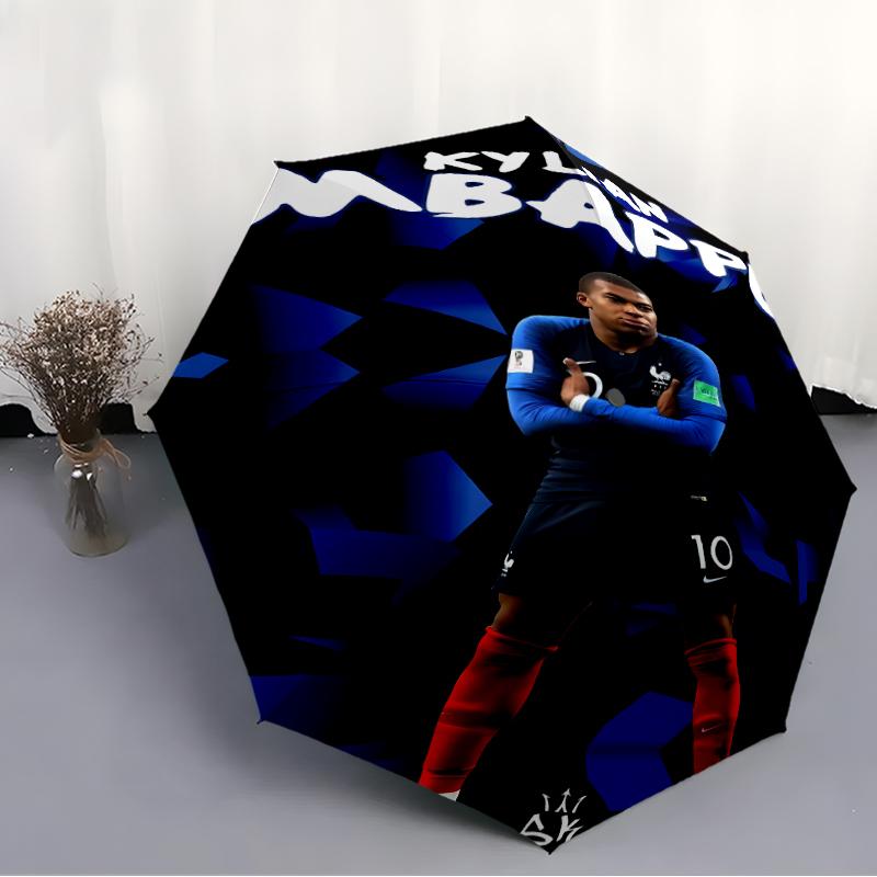Printed Kylian Mbappé Printed Folding Umbrella,Outdoor,Leisure,And Travel Umbrella,Durable Umbrella Fabric,Birthday And Holiday Gift