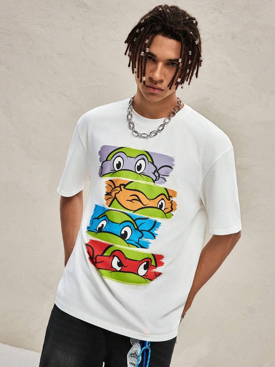 

T-Shirtnage Mutant Ninja Turtles | Unisex Casual Cartoon Turtle Print Short-Sleeve White T-Shirt, Summer XXL