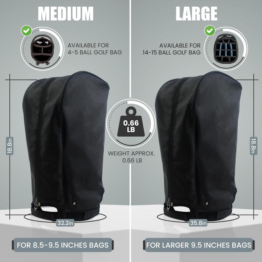 Regency Borrelås Golfbag Regntrekk Miljøvennlig Universell Passform Slitesterk Rask Tilgang Køllebeskytter Vanntett & (Svart, stor)