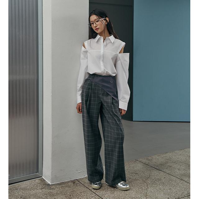 LAP Scarf Layered One-Pleat Pants Ar1Wp265