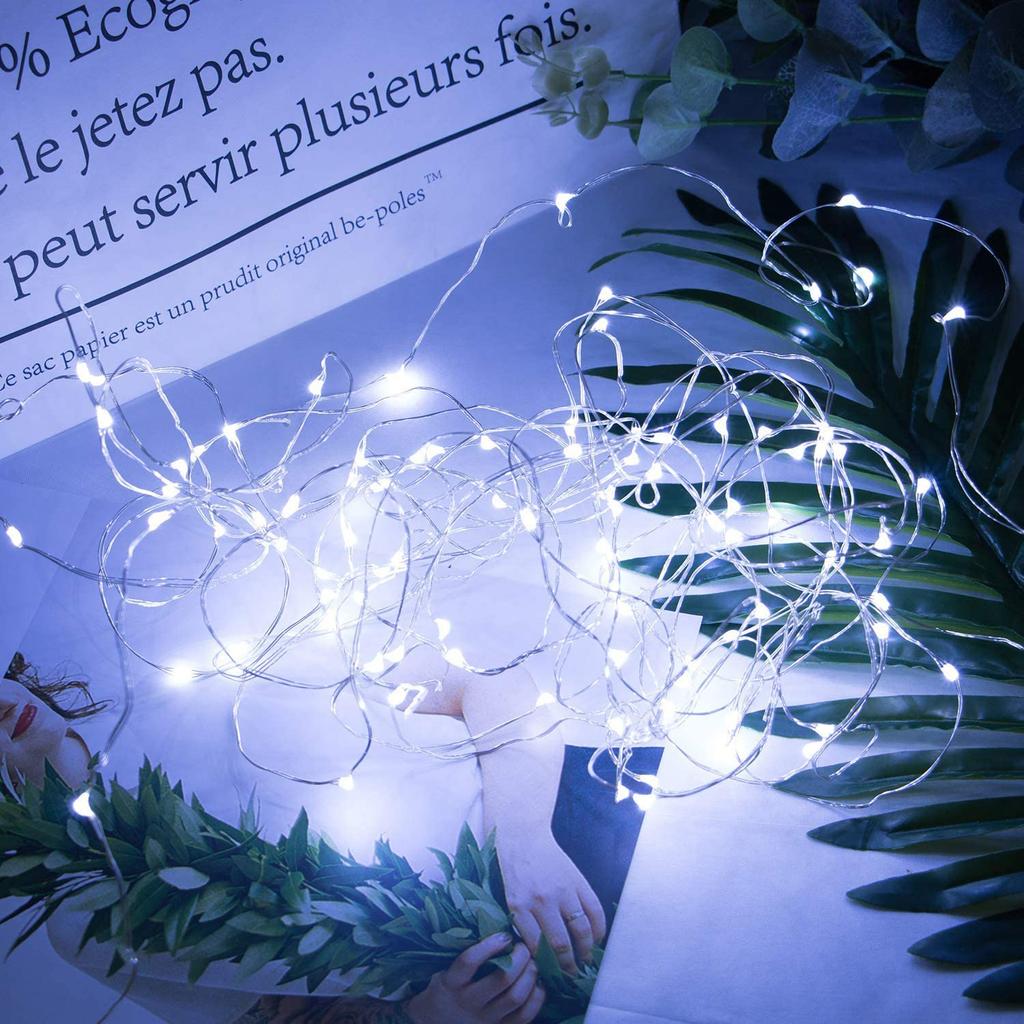 Lampki Druciki 50 Led Na Baterie Białe Zimne 5M Światełka Na Choinkę Stroik