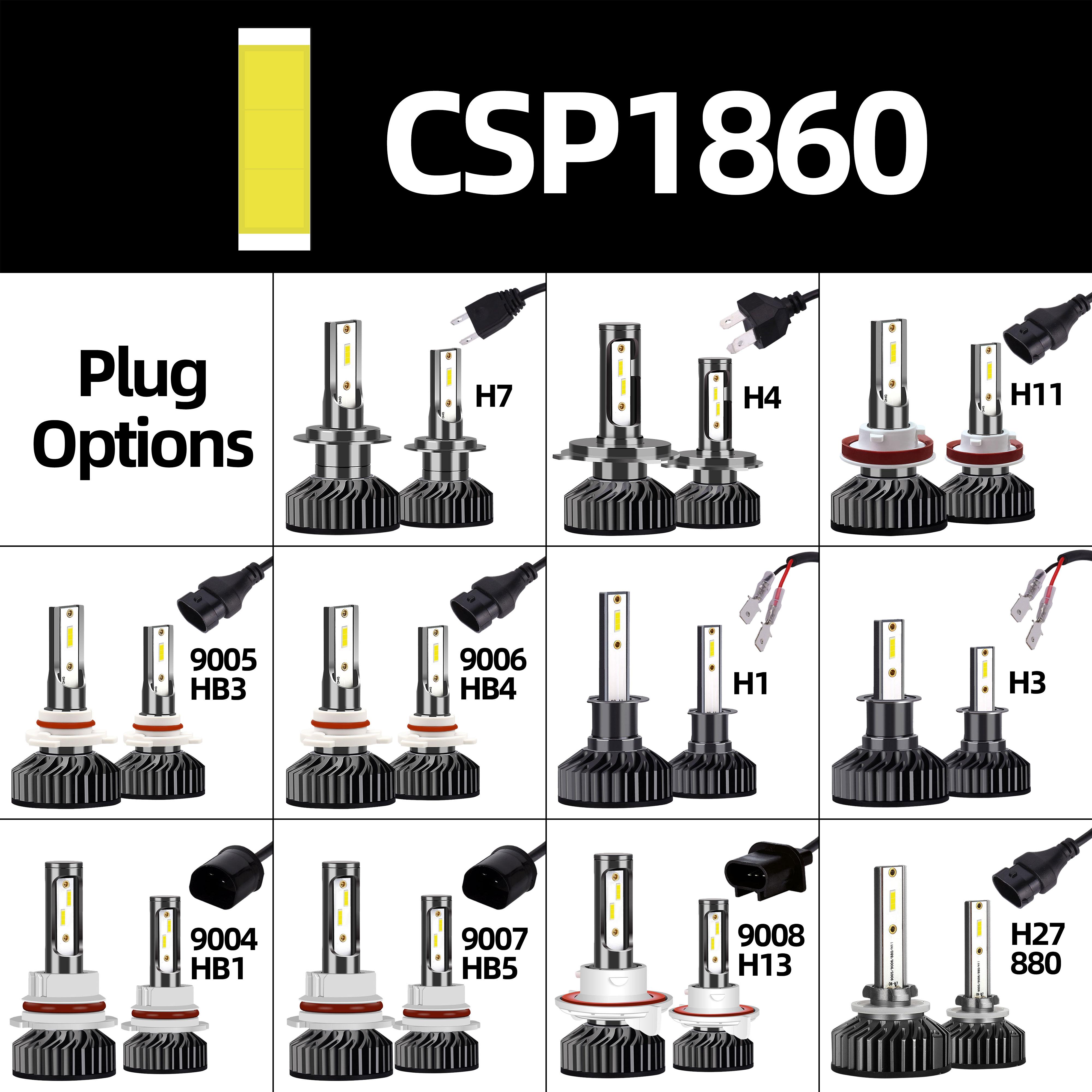 Infitary H4 H7 LED Car Headlight Bulb 30000LM CSP3570 H1 H3 H11 H13 H27 880 9005 HB3 9006 HB4 9007 Light for Vehicle Auto CANBUS H1