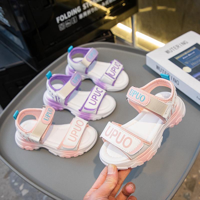 New soft soled sports beach shoes for girls, summer mid to large children's trendy pink princess children's shoes kids sandals