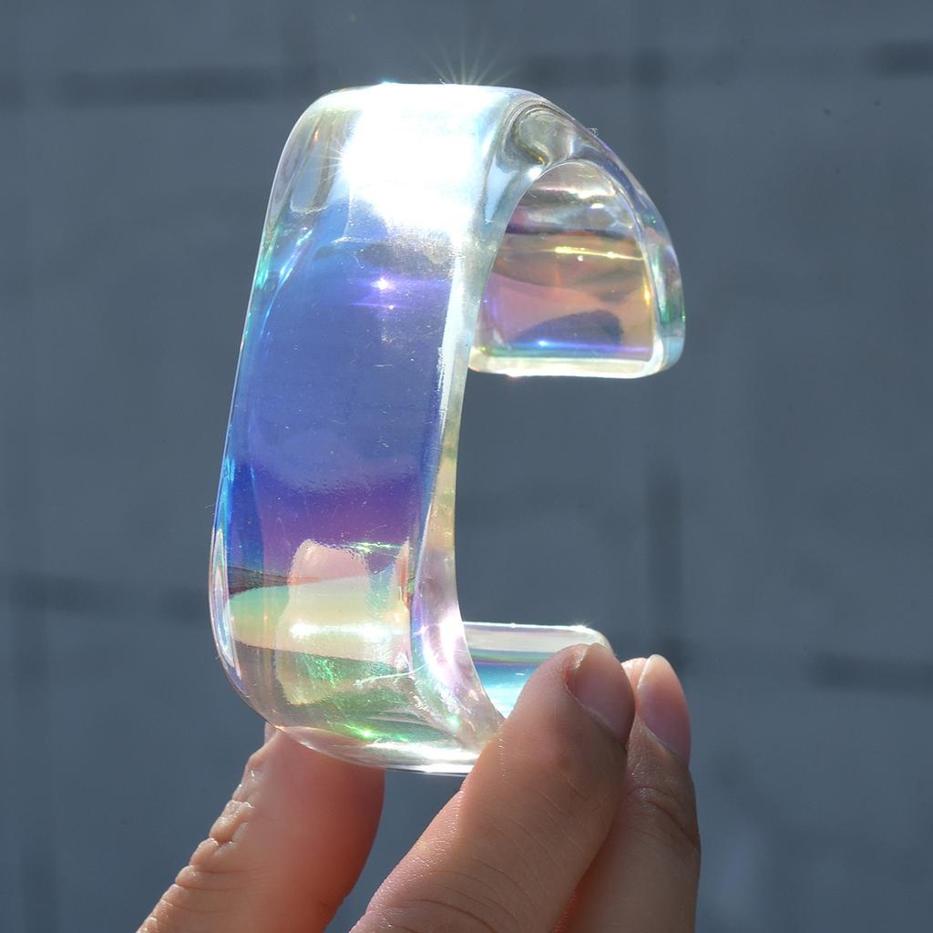 IF ME Bohemia Transparent Colorful Acrylic Opening Bangle for Women Irregular Large Wide Cuff Bracelet New Trend Couple Jewelry F