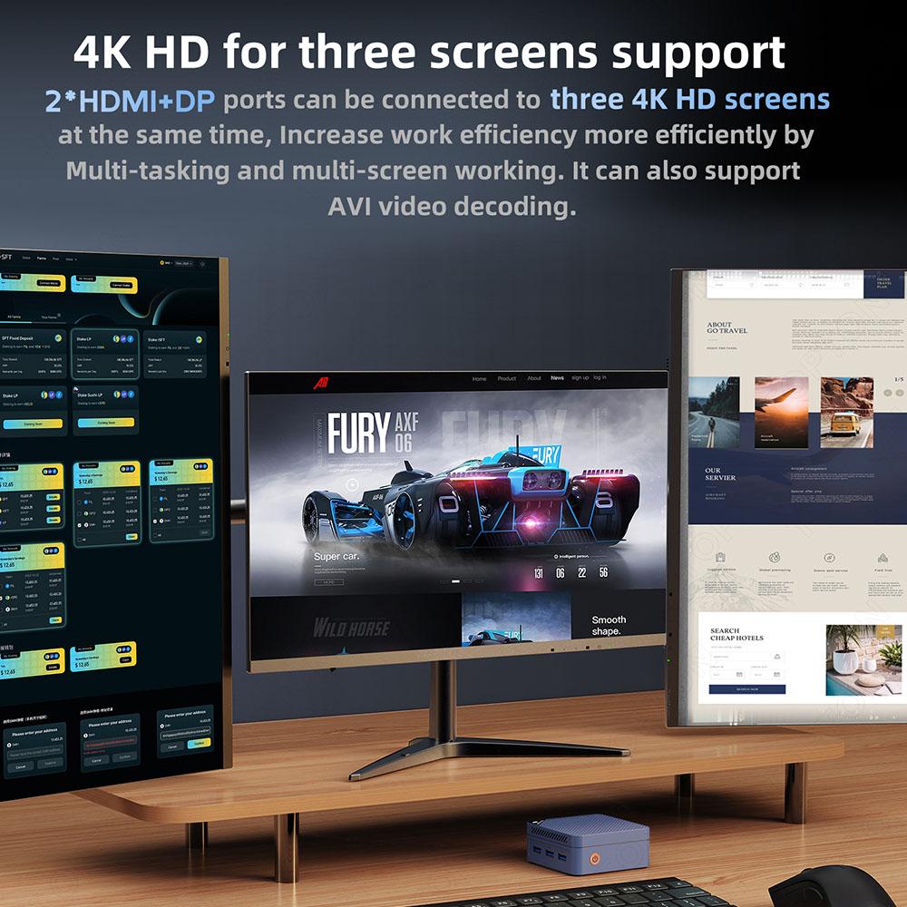 SOYO M4 Mini Mini-PC, Intel N150 4 Kerne Max 3,6 GHz, 12 GB LPDDR5 RAM 512 GB SSD, 2*HDMI + DP 4K Triple-Display