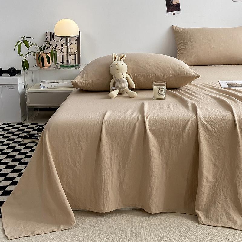 

Japanese Solid Color Bedding Set: Single Bed Sheet with Plain Pillowcase, Three-Piece Set for Student Dorm or Double Bed. Single Sheet: 180x230cm (for 0.9/1.2m bed)